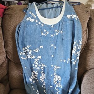 Floral Denim Maxi Dress